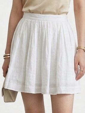J.Crew White 100% Linen Mini Skirt, Flouncy A-Line Silhouette